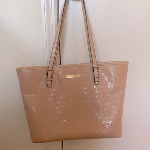Pink Michael Kors MK logo embossed pink bag